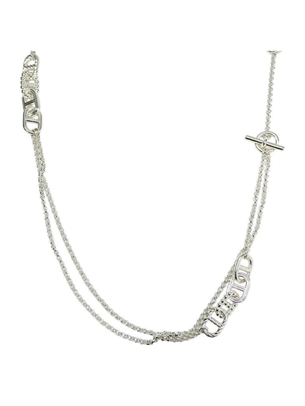 Hermes Chaine D'ancre Alea Long Necklace Silver